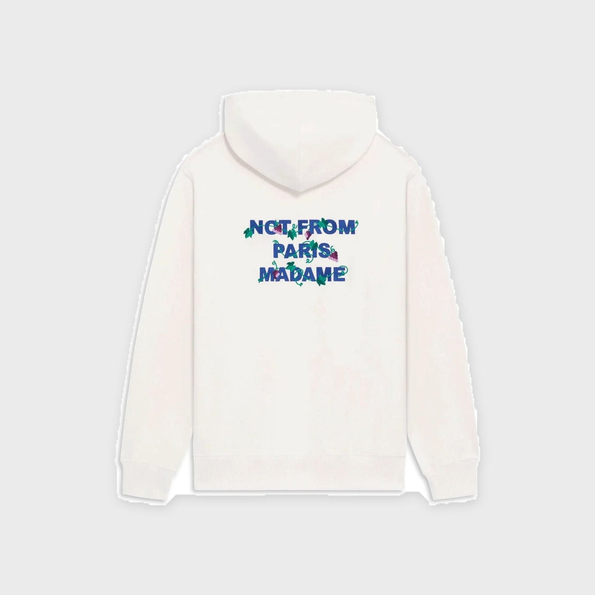 Embroidered Vine Slogan Hoodie-Offwhite