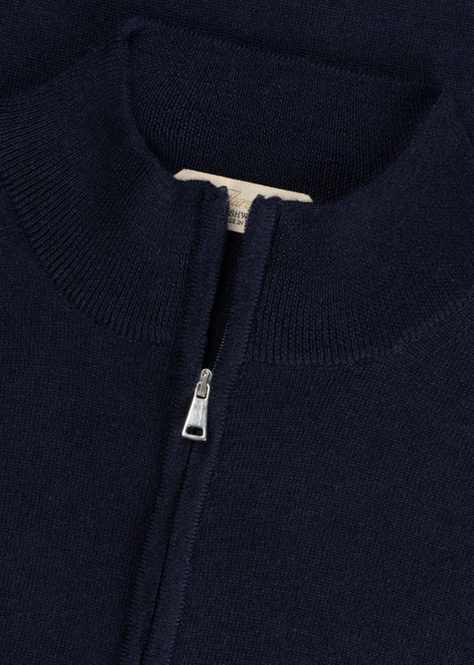 Extrafine Merino Zipper Vest-Navy - Pop Up Concepts