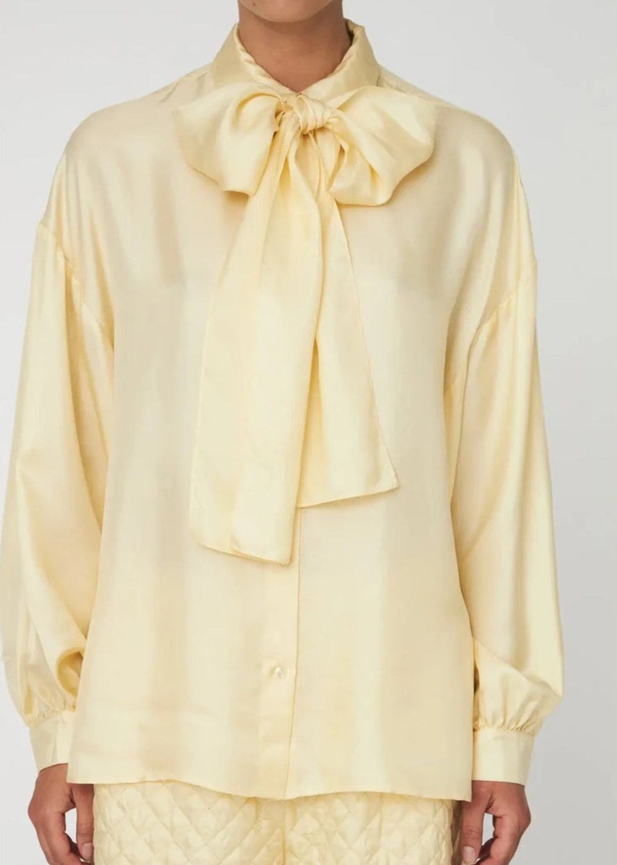 Silk Shirt with Bow-Soft Yellow