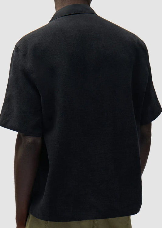 Nylon Linen Shirt-Black - Pop Up Concepts