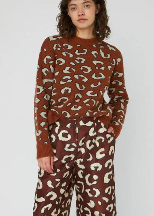 Animal Jacquard Sweater - Burned Orange - Pop Up Concepts