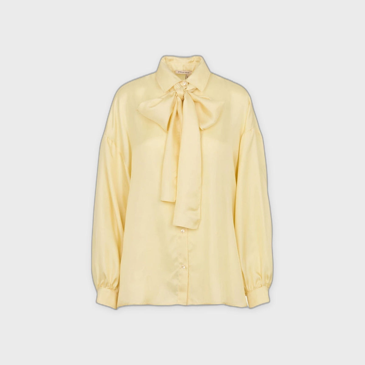 Silk Shirt with Bow-Soft Yellow