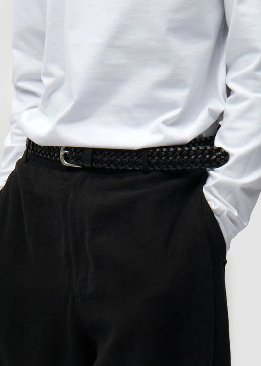 Braided Leather Belt-Black - Pop Up Concepts