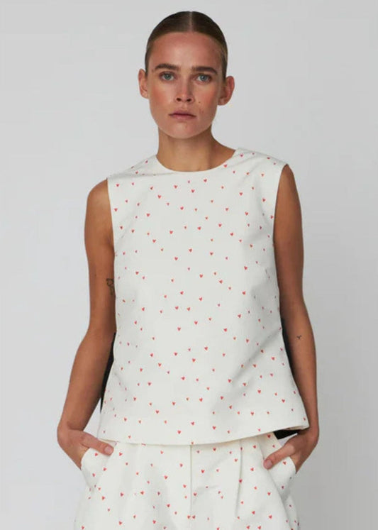 Heart Printed Bow Top-Hearts - Pop Up Concepts