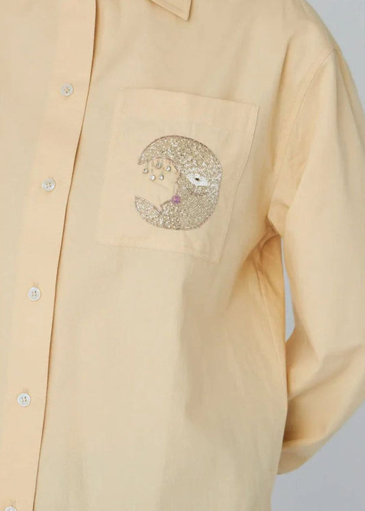 Embellished Moon Shirt - Creme Brûlée - Pop Up Concepts
