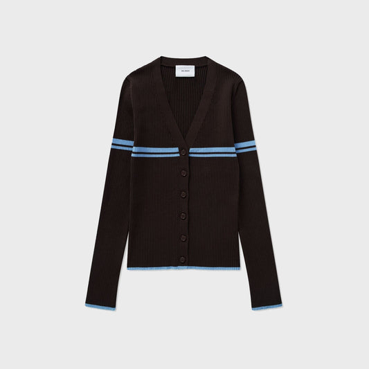 Fleur Cardigan-Dark Brown/Light Blue - Pop Up Concepts