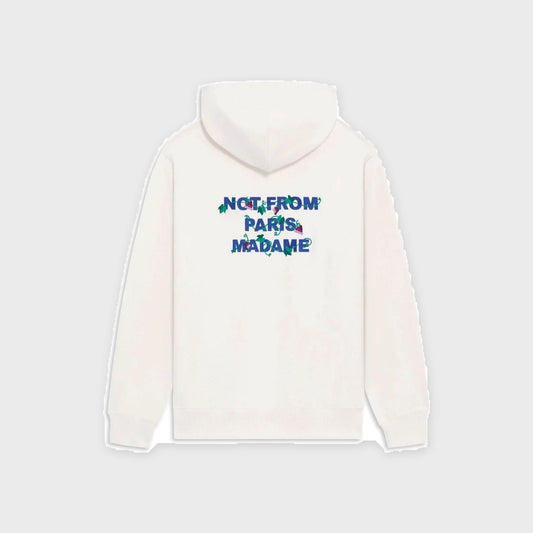 Embroidered Vine Slogan Hoodie-Offwhite