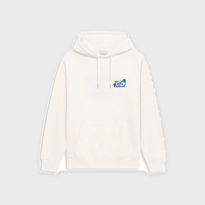 Embroidered Vine Slogan Hoodie-Offwhite