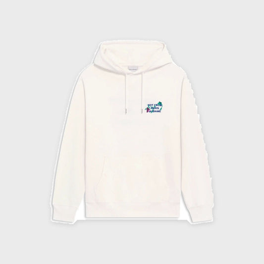 Embroidered Vine Slogan Hoodie-Offwhite