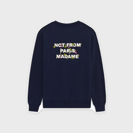 Embroidered Vine Slogan Sweatshirt-Navy