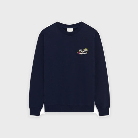 Embroidered Vine Slogan Sweatshirt-Navy