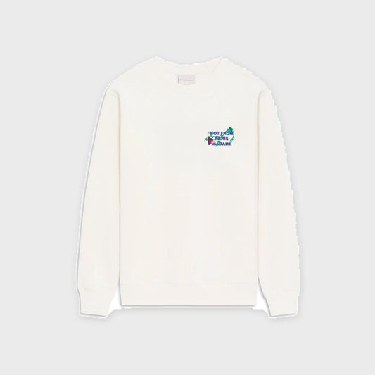 Embroidered Vine Slogan Sweatshirt-Offwhite