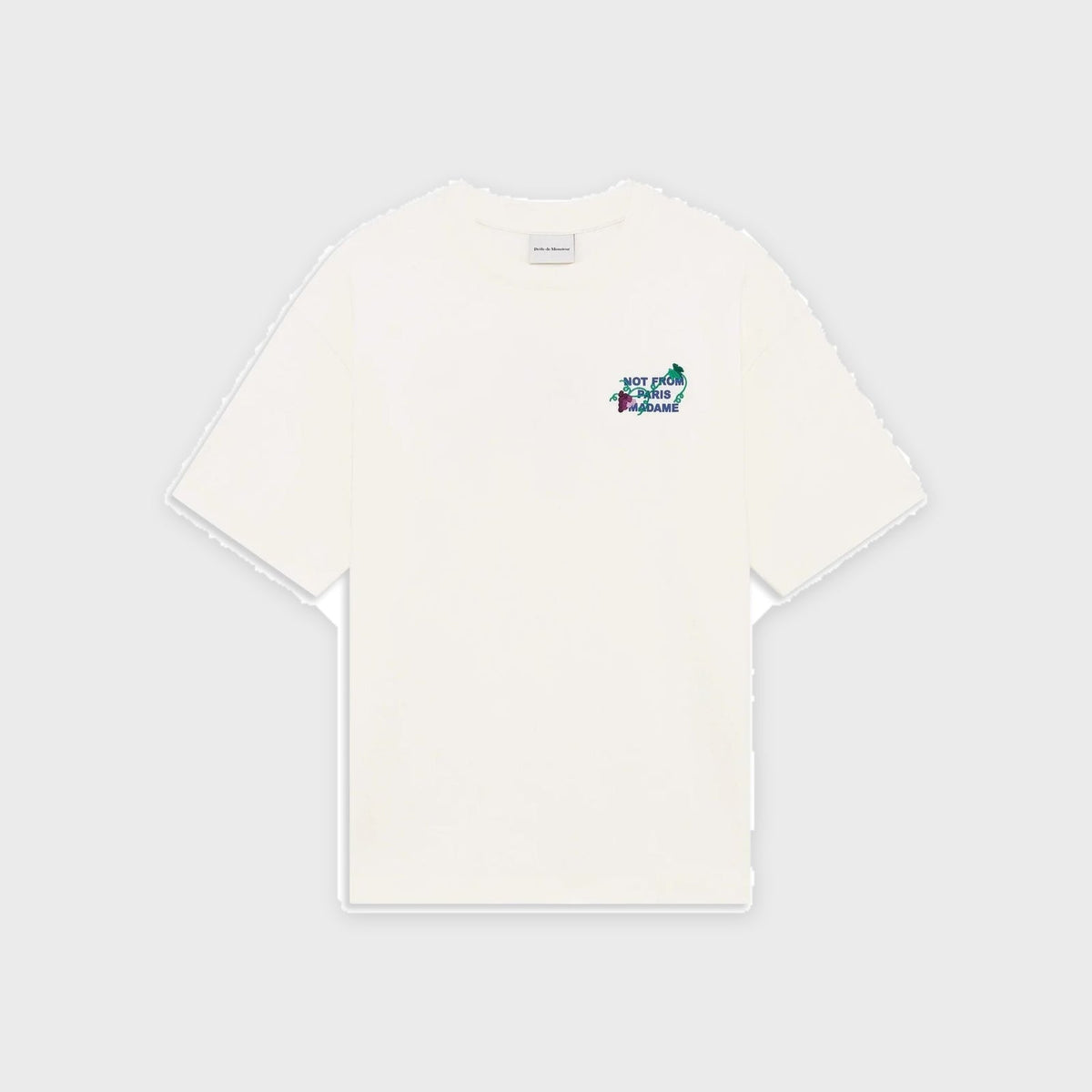 Embroidered Vine Slogan T-shirt-Offwhite