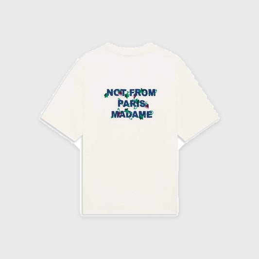 Embroidered Vine Slogan T-shirt-Offwhite