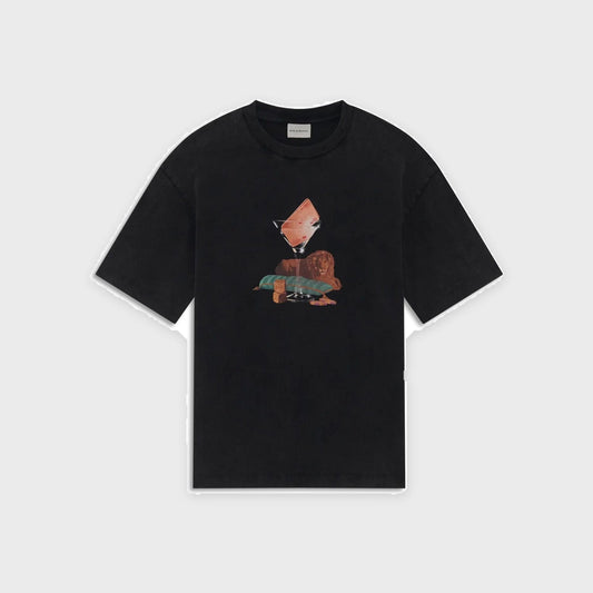 Faded Glass Lion T-shirt-Faded Black