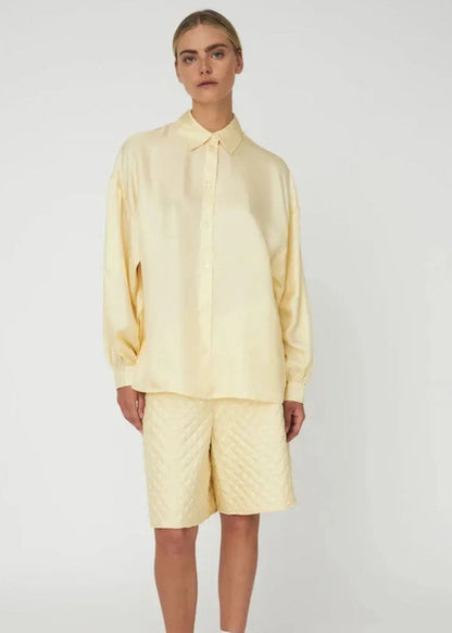 Silk Shirt with Bow-Soft Yellow