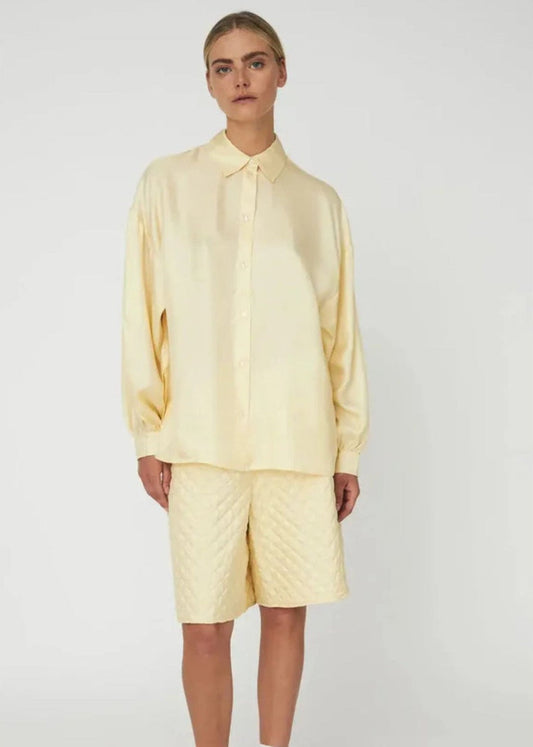 Silk Shirt with Bow-Soft Yellow