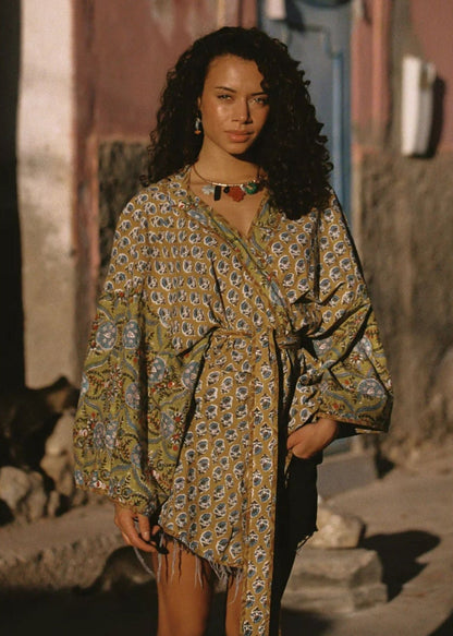 Zoya Block Print Souvenir Kimono-Multi - Pop Up Concepts