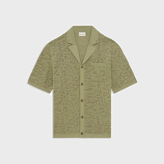 Lace Knit Shirt-Khaki - Pop Up Concepts