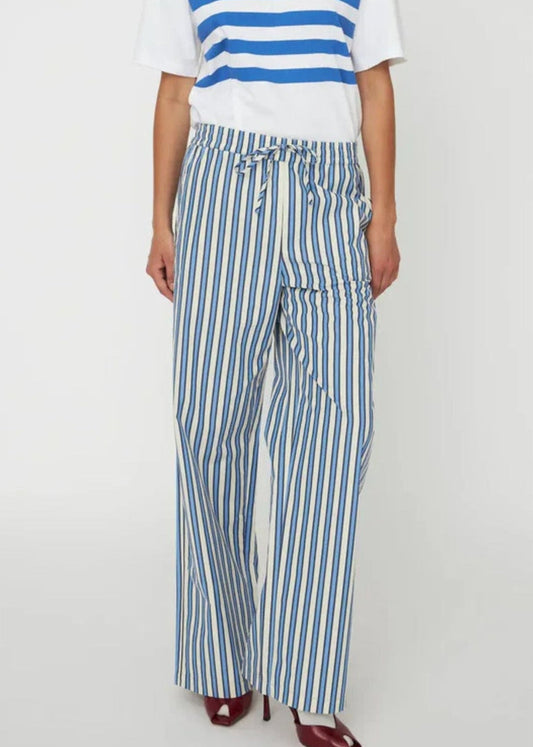 Yarn Dyed Striped Pants -Creme Blue