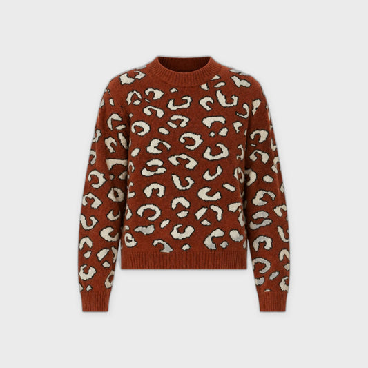 Animal Jacquard Sweater - Burned Orange