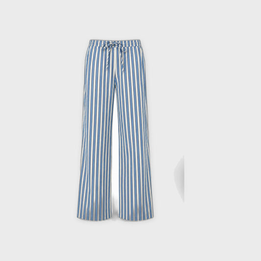 Yarn Dyed Striped Pants -Creme Blue