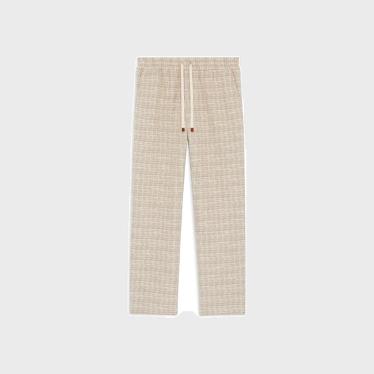 Elasticated Tweed Trousers-Dark Sand - Pop Up Concepts