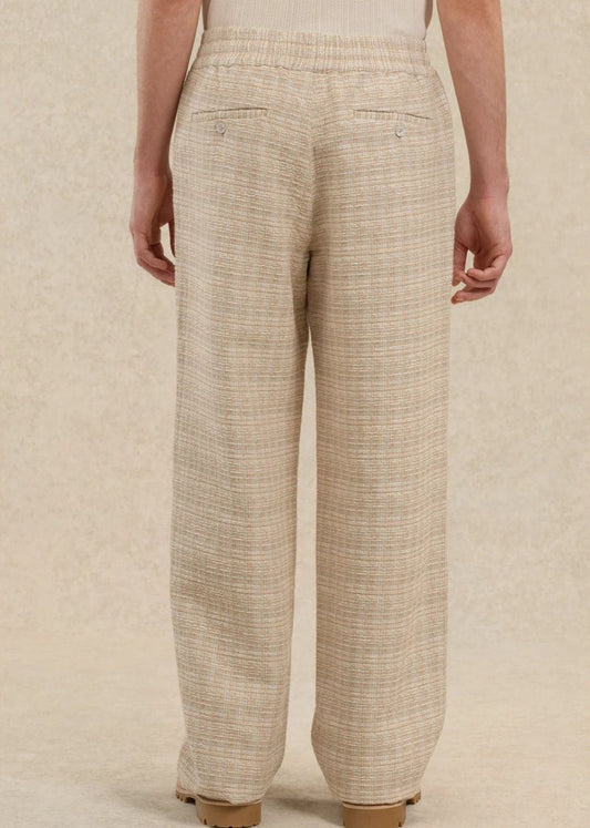 Elasticated Tweed Trousers-Dark Sand - Pop Up Concepts