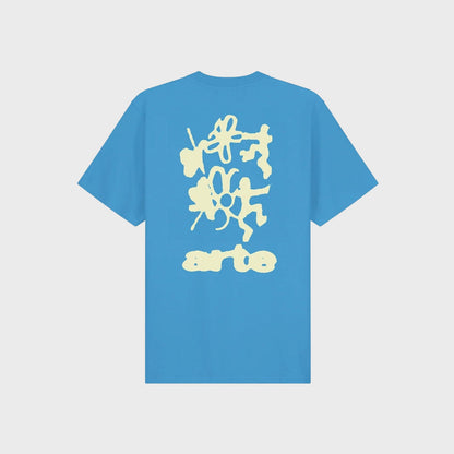 Blurry Back Print T-Shirt-Blue - Pop Up Concepts