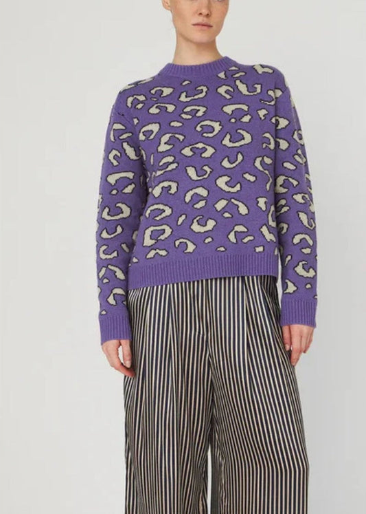 Animal Jacquard Sweater-Monster Purple - Pop Up Concepts