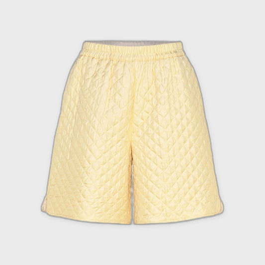 Quilted Silk Shorts-Soft Yellow