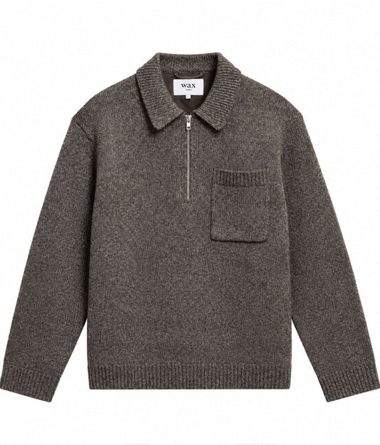 Alpha Fleck Twist Zip Polo- Brown/Grey - Pop Up Concepts