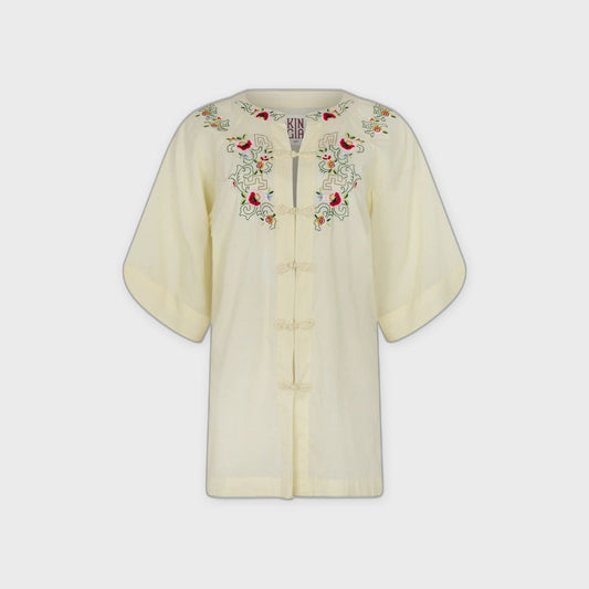 Reka Embroidered Berry Shirt-White - Pop Up Concepts