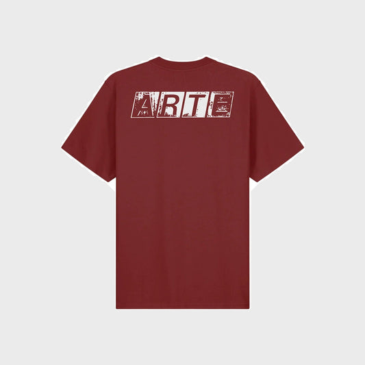 Faded Back Print T-shirt- Bordeaux - Pop Up Concepts