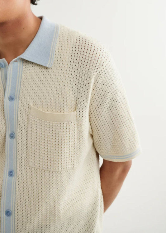 Belle Shirt-Ecru/Pale Blue - Pop Up Concepts