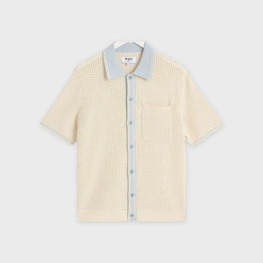 Belle Shirt-Ecru/Pale Blue - Pop Up Concepts
