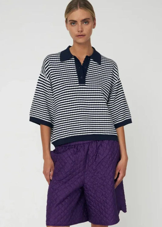 Polo Knit-Navy/Creme - Pop Up Concepts