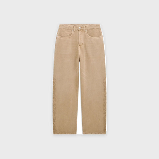 Five-Pocket Baggy Jeans Pant-Beige
