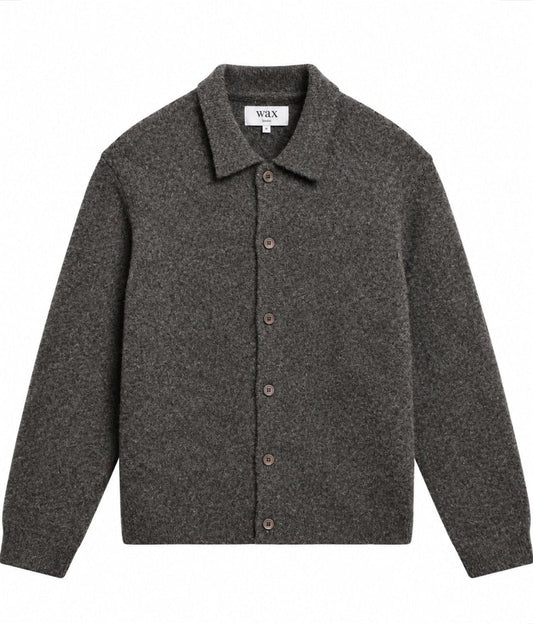 Tristan Fluffy Knitted Polo-Charcoal - Pop Up Concepts