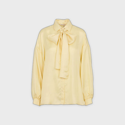 Silk Shirt with Bow-Soft Yellow