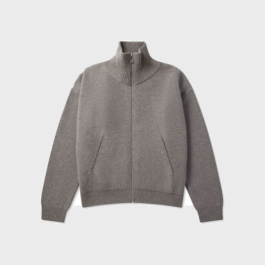 Core Zip-Up Sweater-Grey Melange - Pop Up Concepts
