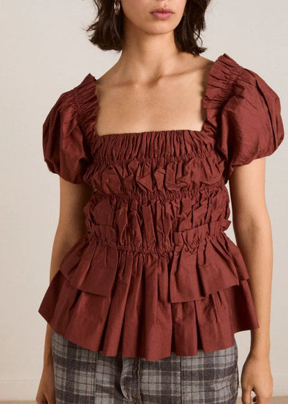Lyza Blouse-Brick - Pop Up Concepts