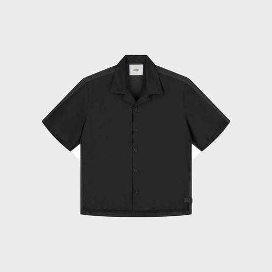 Nylon Linen Shirt-Black - Pop Up Concepts