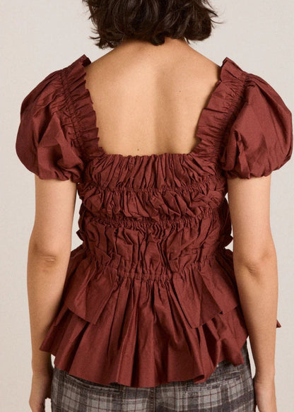 Lyza Blouse-Brick - Pop Up Concepts