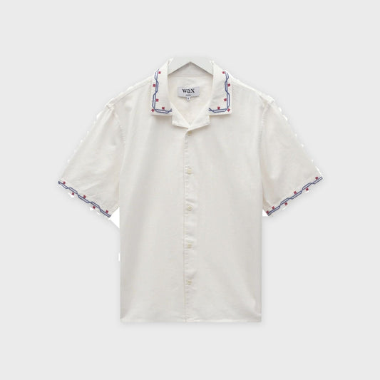 Didcot Shirt-Ecru-Cross-Stitch Border - Pop Up Concepts