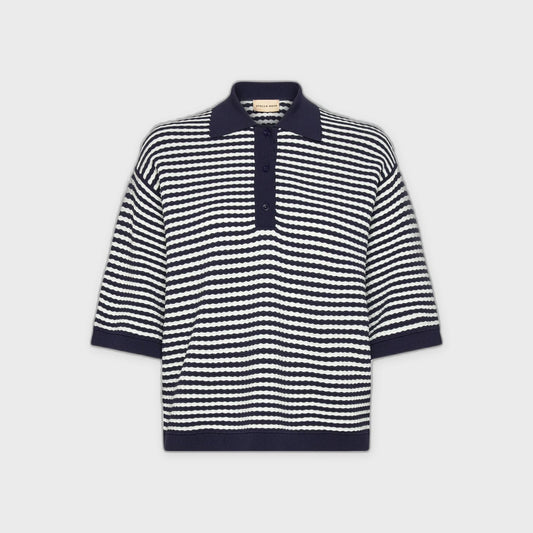 Polo Knit-Navy/Creme