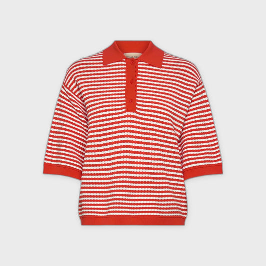Polo Knit-Red/Creme