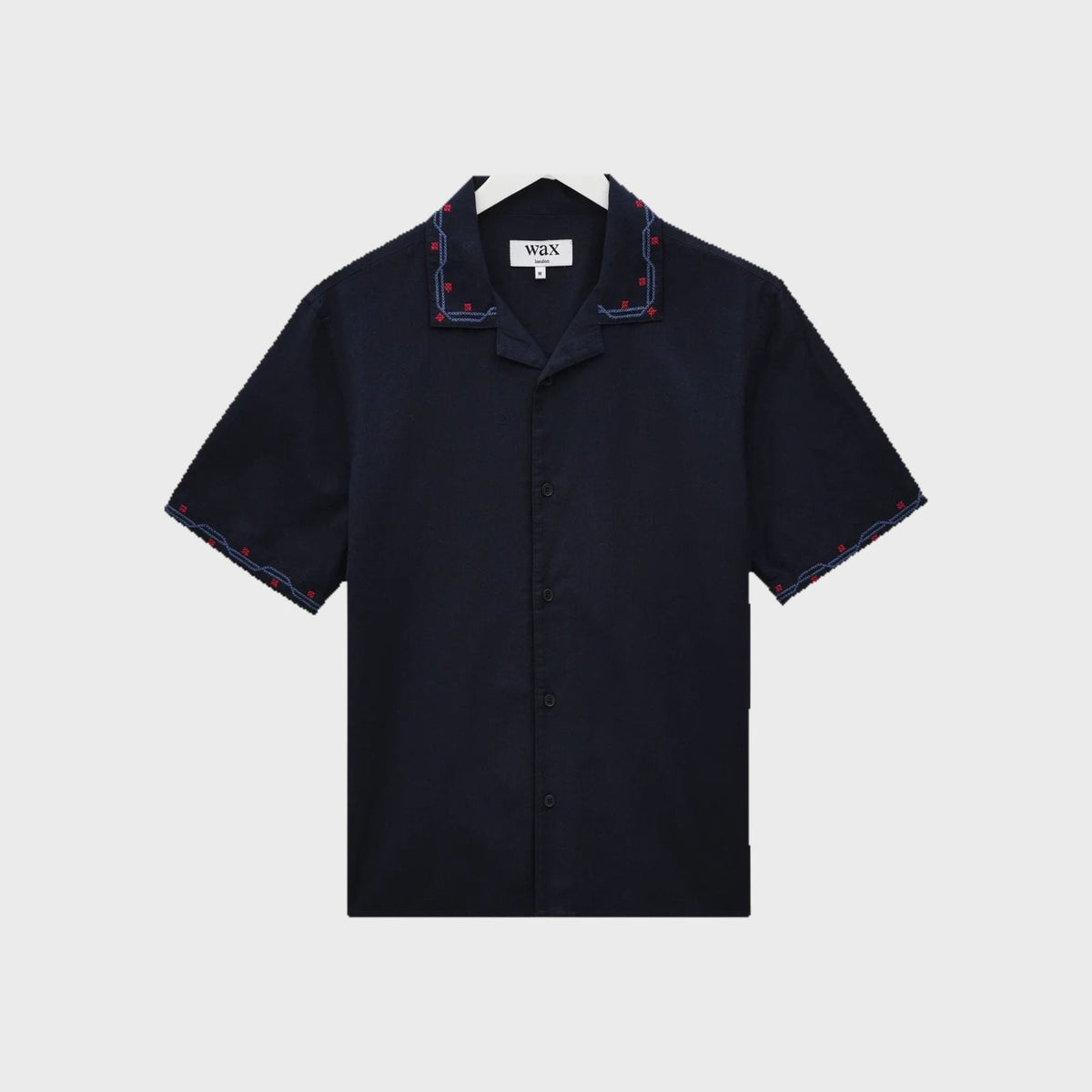 Didcot Shirt-Navy-Cross-Stitch Border - Pop Up Concepts
