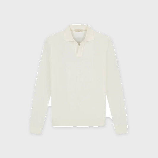 Extrafine Merino Buttonless Polo-Ivory - Pop Up Concepts