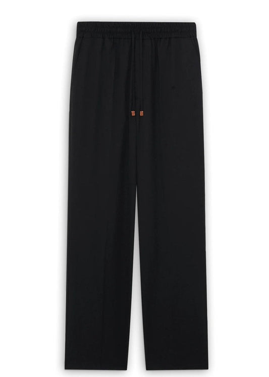 Straight Wool Trouser-Black